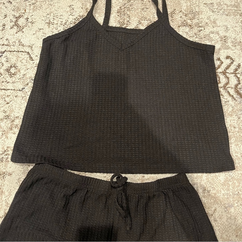 2 pcs waffle print lounge set